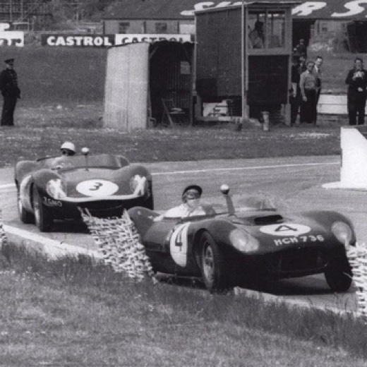 Whitsun Cup Goodwood1959 sur la Lister Jaguar
